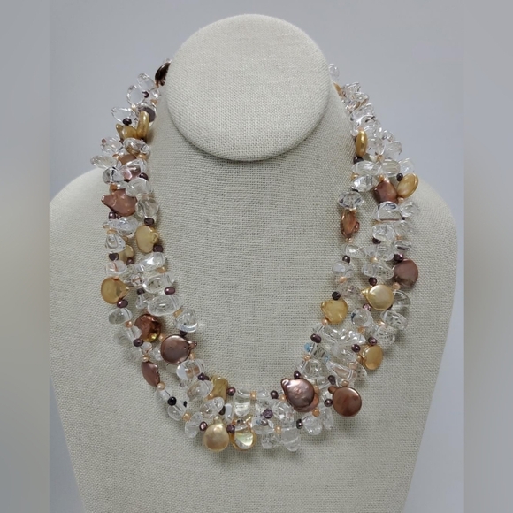 Vintage Jewelry - 3 Standar Quartz Genuine Peral Necklace / Sterling Clasp Free Pearl Earrings